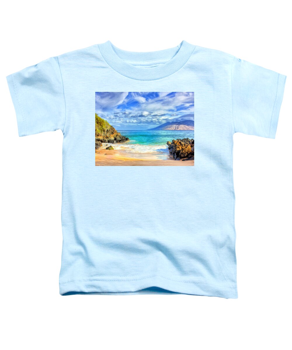 Beach Toddler T-Shirt featuring the painting Private Beach at Wailea Maui by Dominic Piperata