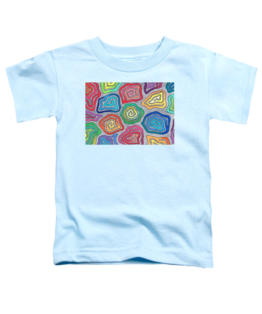 Design Toddler T-Shirt featuring the drawing Rainbow Snails by Andreas Berthold