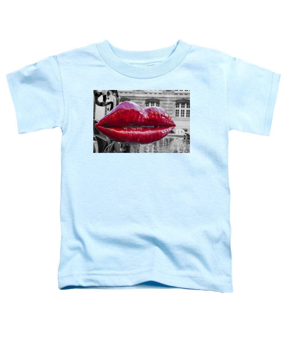 Ancient Toddler T-Shirt featuring the digital art Red lips by Patricia Hofmeester