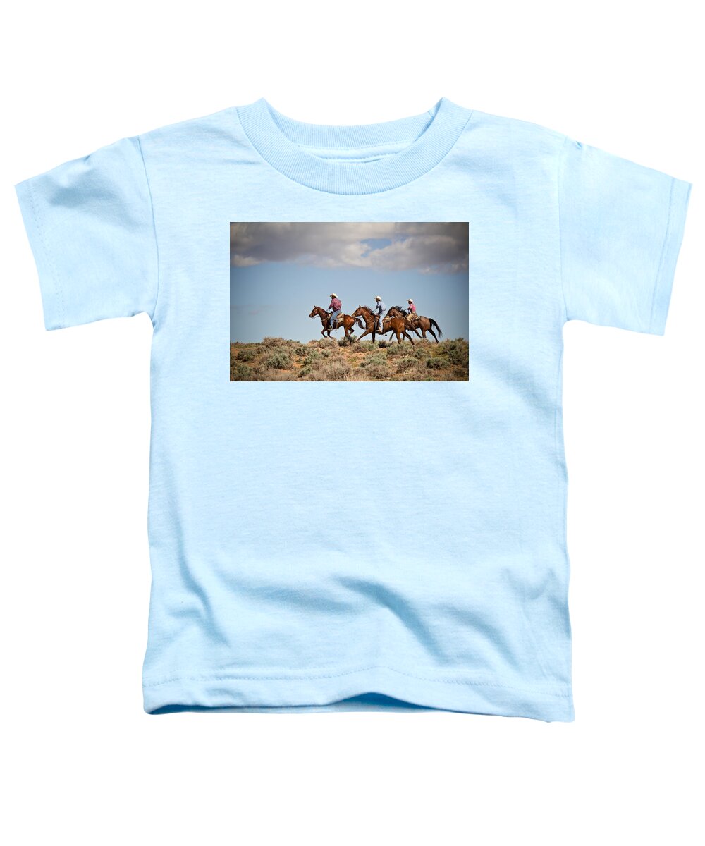 Cowboys Toddler T-Shirt featuring the photograph Riding the Range - Natrona County - Wyoming by Diane Mintle