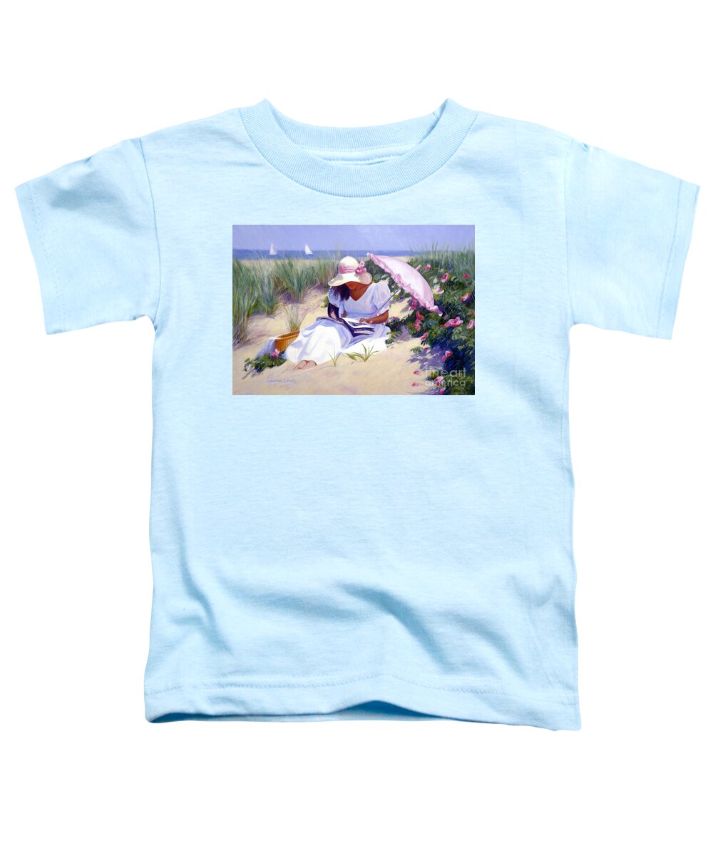 Nantucket Toddler T-Shirt featuring the painting Rose Garden Reader by Candace Lovely