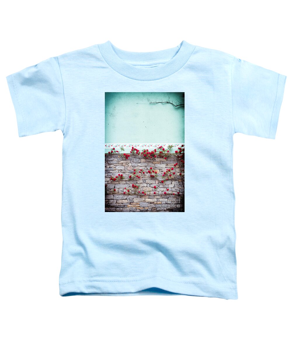 Architecture Toddler T-Shirt featuring the photograph Roses on a wall by Silvia Ganora