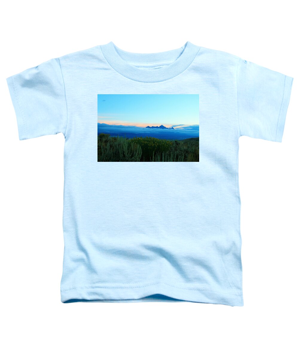 Grand Teton Mountains Toddler T-Shirt featuring the photograph Sage Bush and Tetons by Catie Canetti