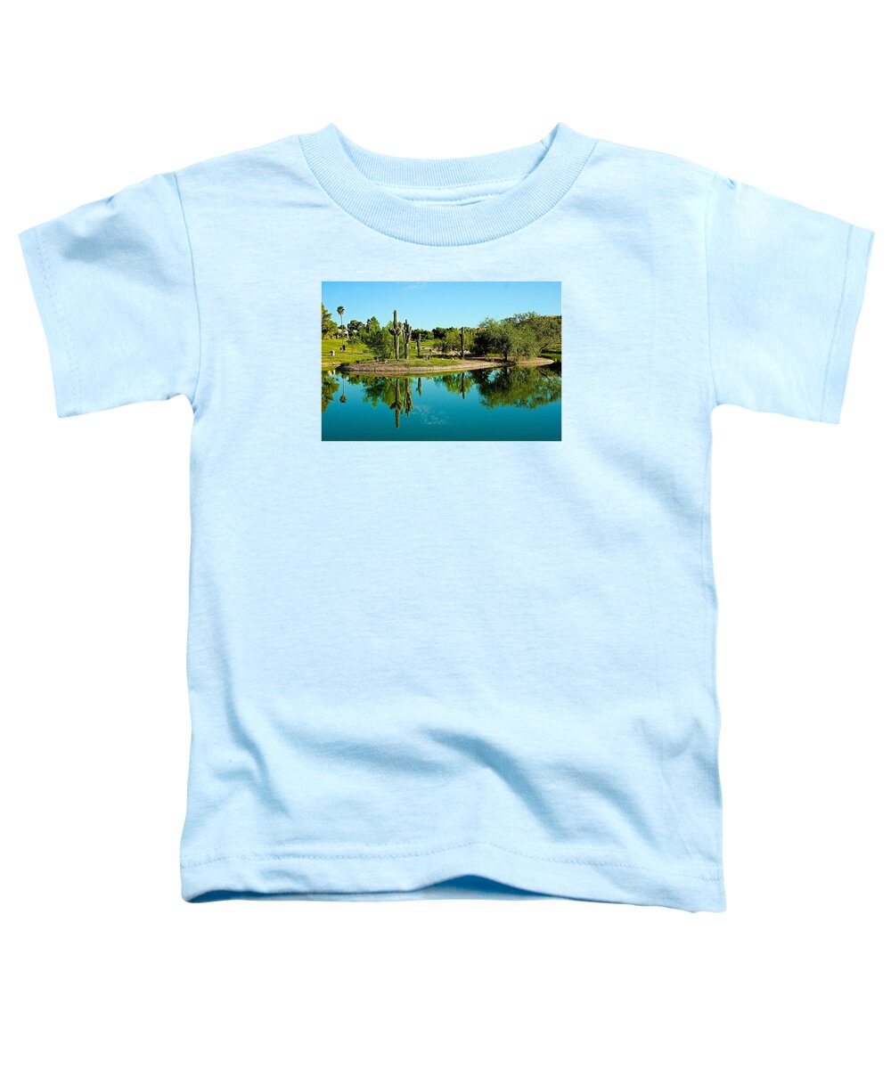 Saguaro Toddler T-Shirt featuring the photograph Saguaro Reflections by Barbara Zahno