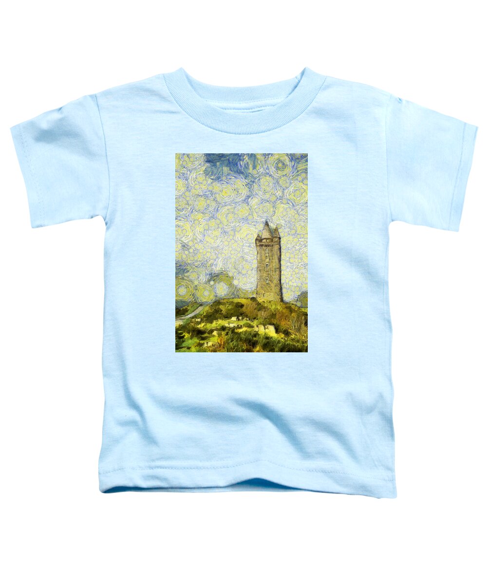 Scrabo Toddler T-Shirt featuring the photograph Starry Scrabo Tower by Nigel R Bell