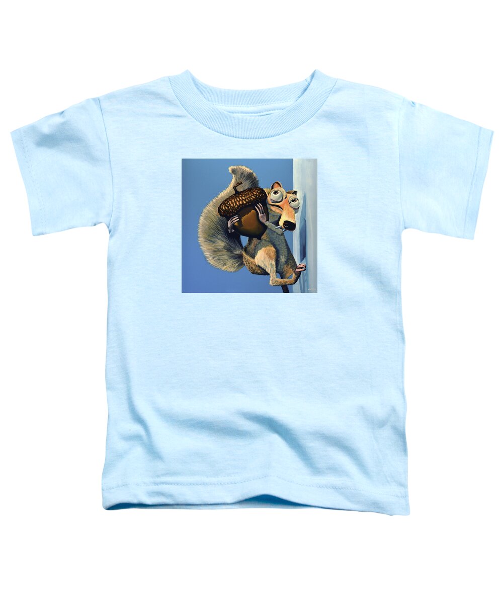 Scrat Toddler T-Shirt featuring the painting Scrat of Ice Age by Paul Meijering