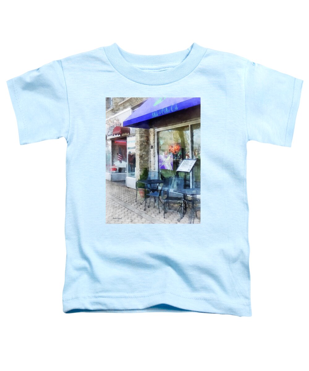 Cafe Toddler T-Shirt featuring the photograph Shopfront - Music and Coffee Cafe by Susan Savad