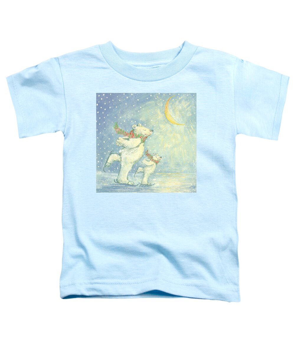 Ice Toddler T-Shirt featuring the painting Skating Polar Bears by David Cooke