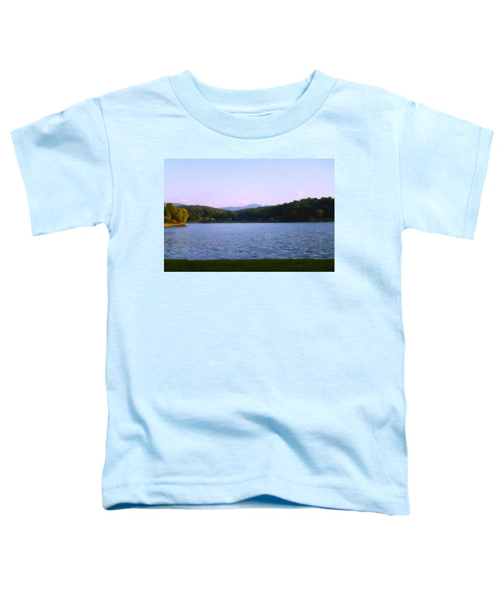 Lake Junaluska Toddler T-Shirt featuring the digital art Smoky Mtn Sunset from Lake Junaluska by Flees Photos