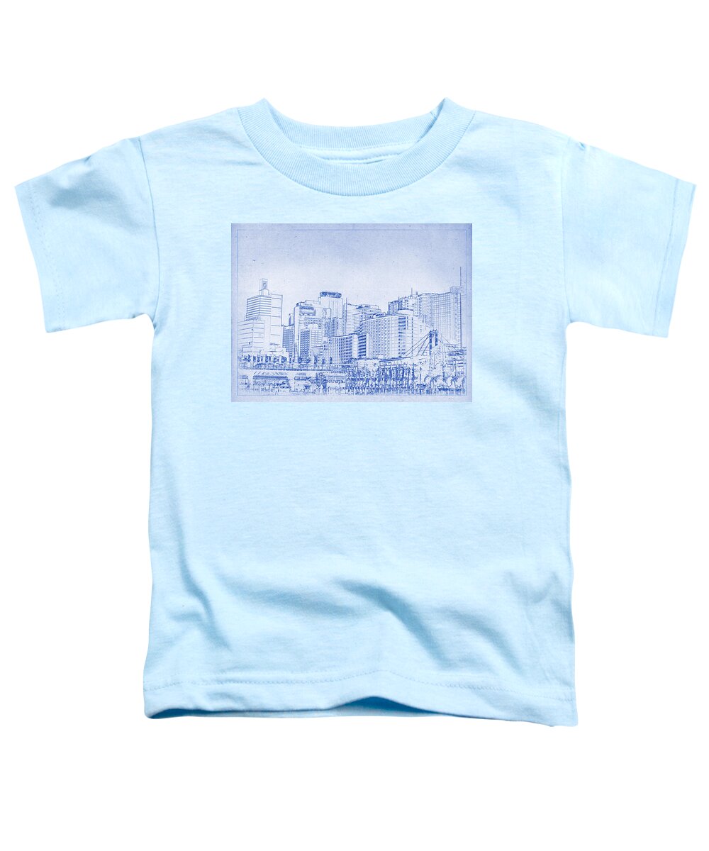 Sydney Toddler T-Shirt featuring the photograph Sydney's Cockle Bay Blueprint by Kaleidoscopik Photography