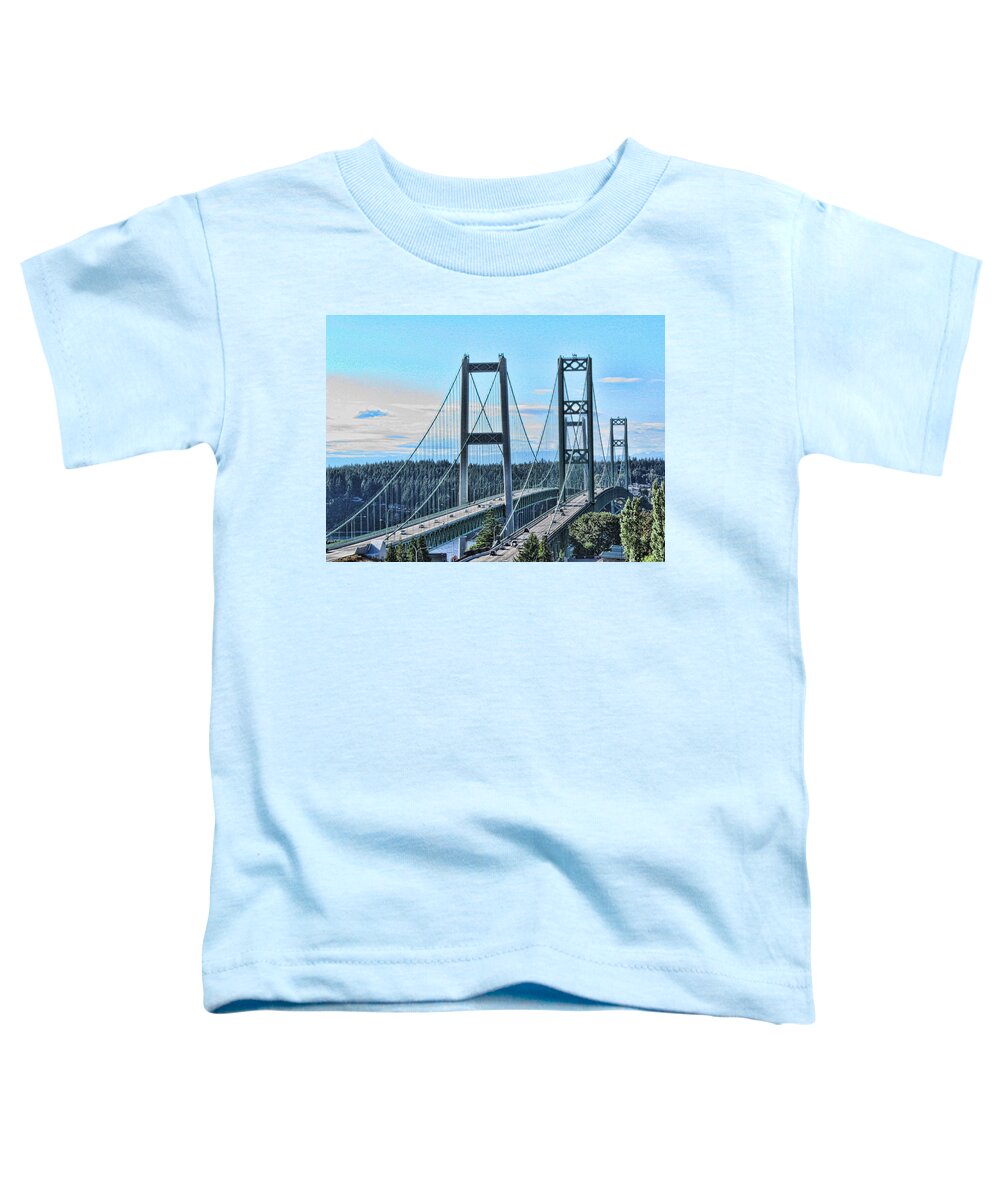 Tacoma Narrows Bridge Framed Prints Toddler T-Shirt featuring the photograph Tacoma Narrows Bridge 51 by Ron Roberts