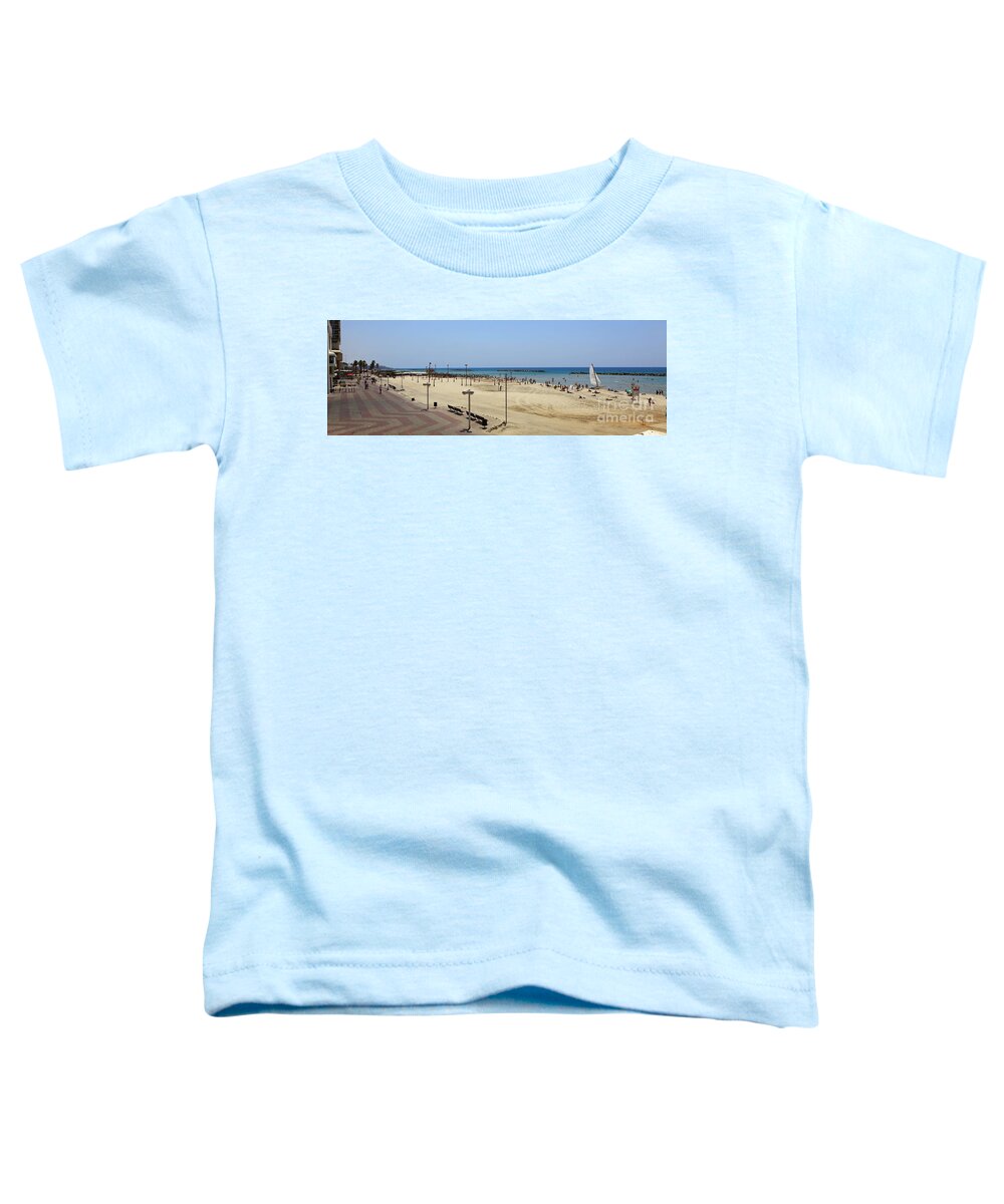 Mediterranean Toddler T-Shirt featuring the photograph Tel Aviv beach panorama by Oren Shalev