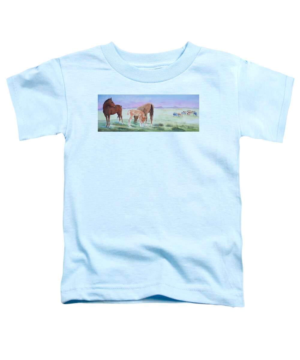 Wild Horses Toddler T-Shirt featuring the painting Territorial by Celene Terry