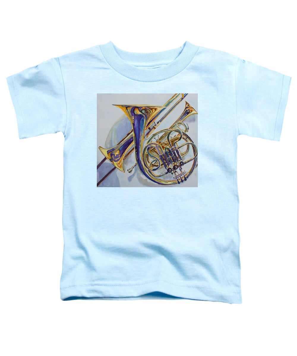 Brass Toddler T-Shirt featuring the painting The Glow of Brass by Jenny Armitage