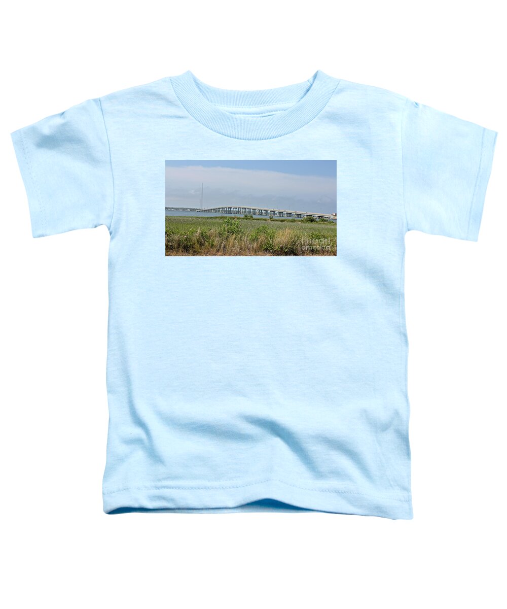 Ponquogue Toddler T-Shirt featuring the photograph The Ponquogue Bridge by Christy Gendalia