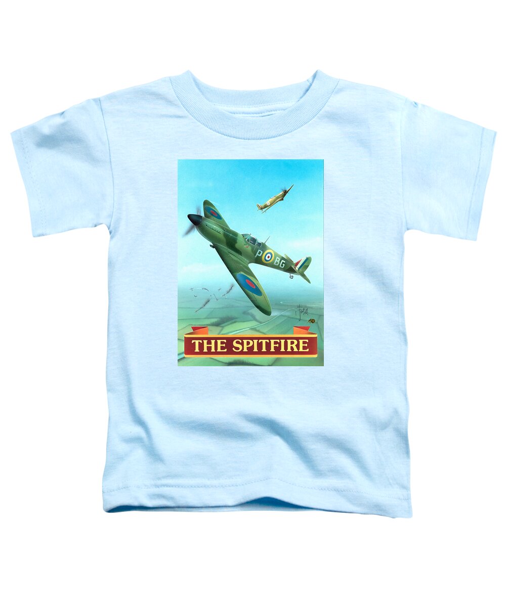 Lancaster Toddler T-Shirt featuring the painting The Spitfire by MGL Meiklejohn Graphics Licensing