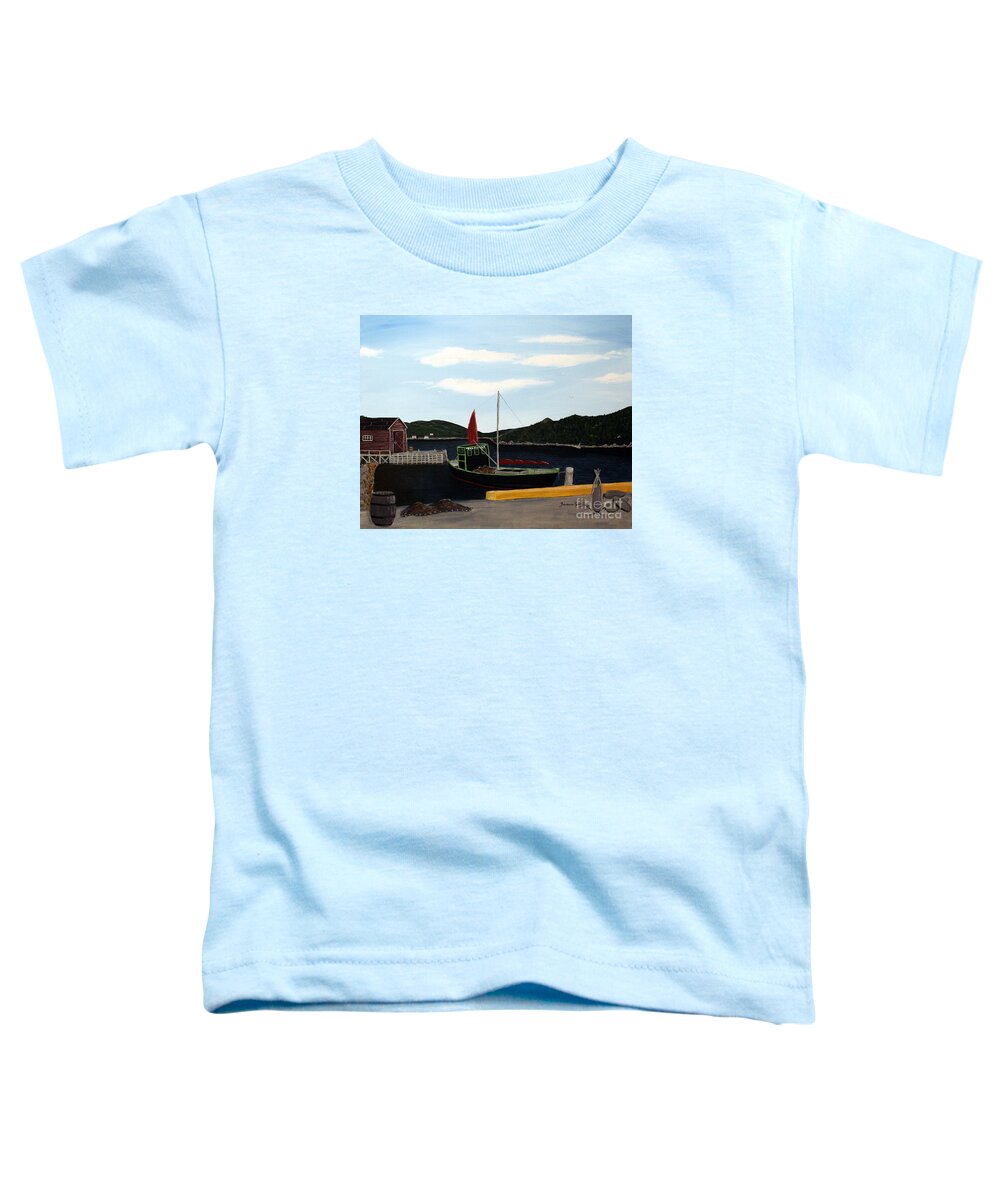 Barbara Griffin Toddler T-Shirt featuring the painting The Tekakwitha - Black Schooner by Barbara A Griffin