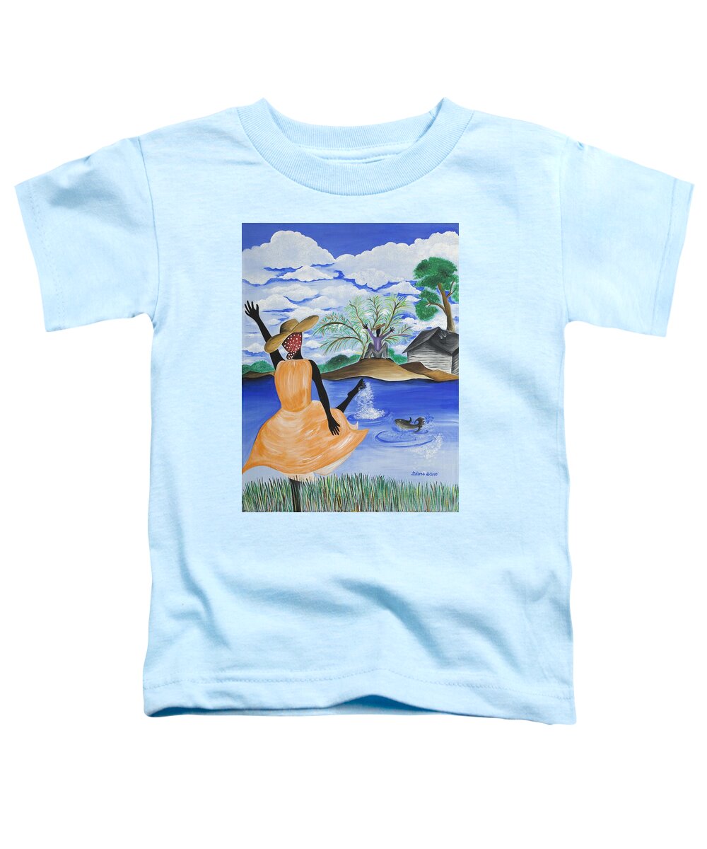 Gullah Art Toddler T-Shirt featuring the painting The Welcome River by Patricia Sabreee