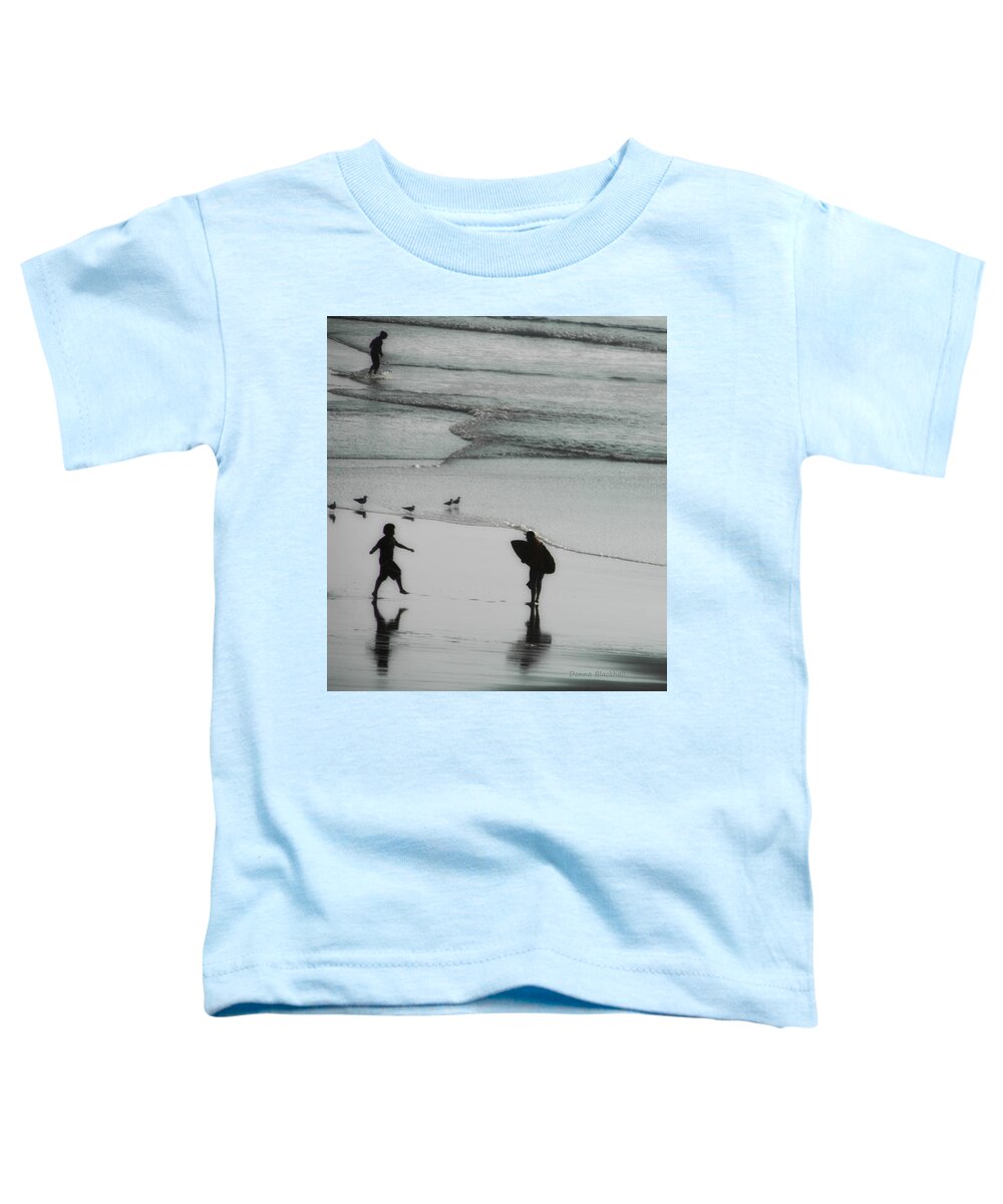 Surf Toddler T-Shirt featuring the photograph Tip Toe Through The Surf by Donna Blackhall