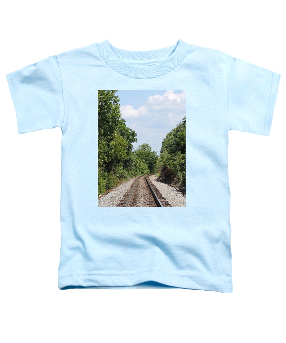 Railroad Toddler T-Shirt featuring the photograph Traxs To Anywhere by Aaron Martens