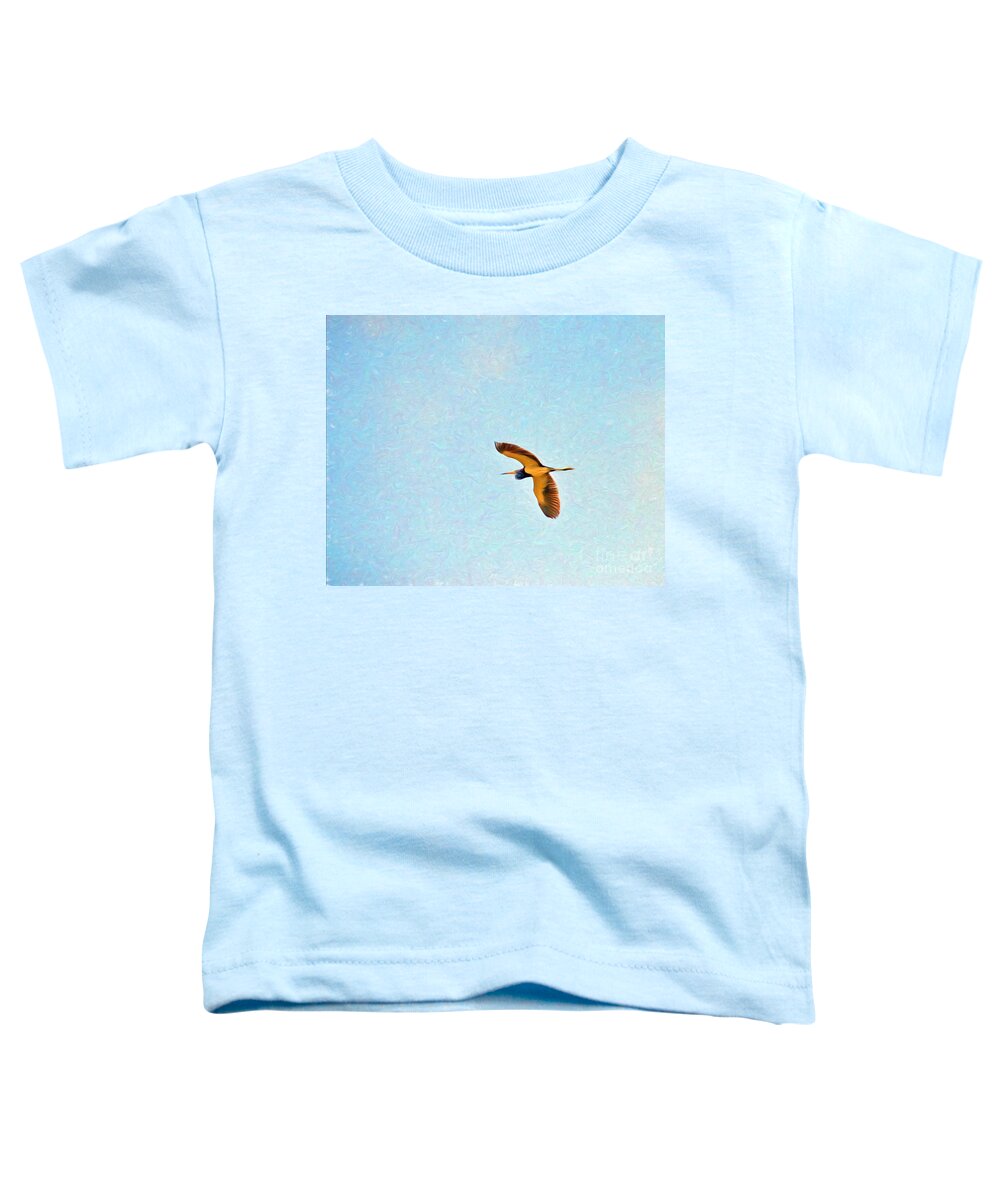 Tricolored Heron Toddler T-Shirt featuring the photograph Tricolored Heron Flight by Kerri Farley