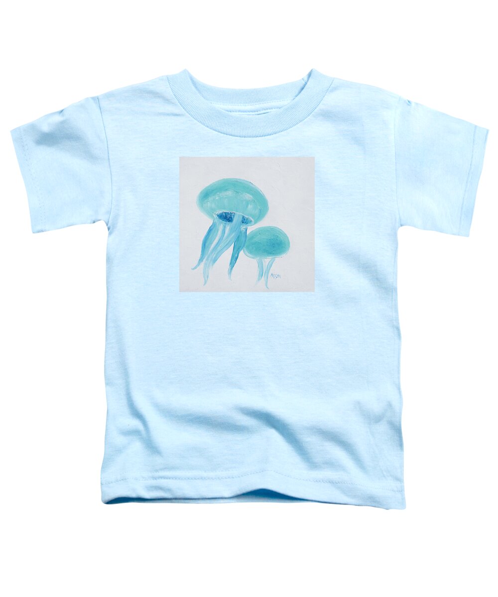 Jellyfish Toddler T-Shirt featuring the painting Turquoise Jellyfish by Jan Matson