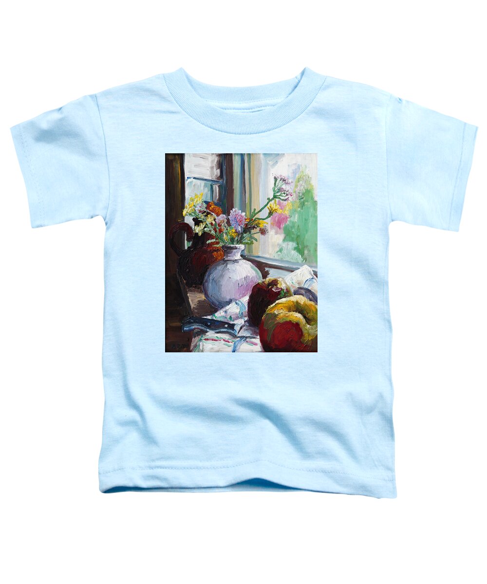 Barbara Pommerenke Toddler T-Shirt featuring the painting Uta's Posy by Barbara Pommerenke