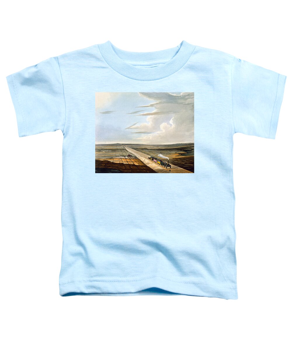 Steam Engine Toddler T-Shirt featuring the drawing View Of The Railway Across Chat Moss by Thomas Talbot Bury