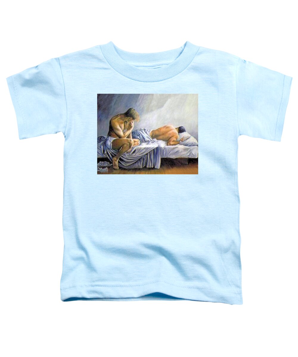 Dreaming Toddler T-Shirt featuring the painting What is He Dreaming by Troy Caperton