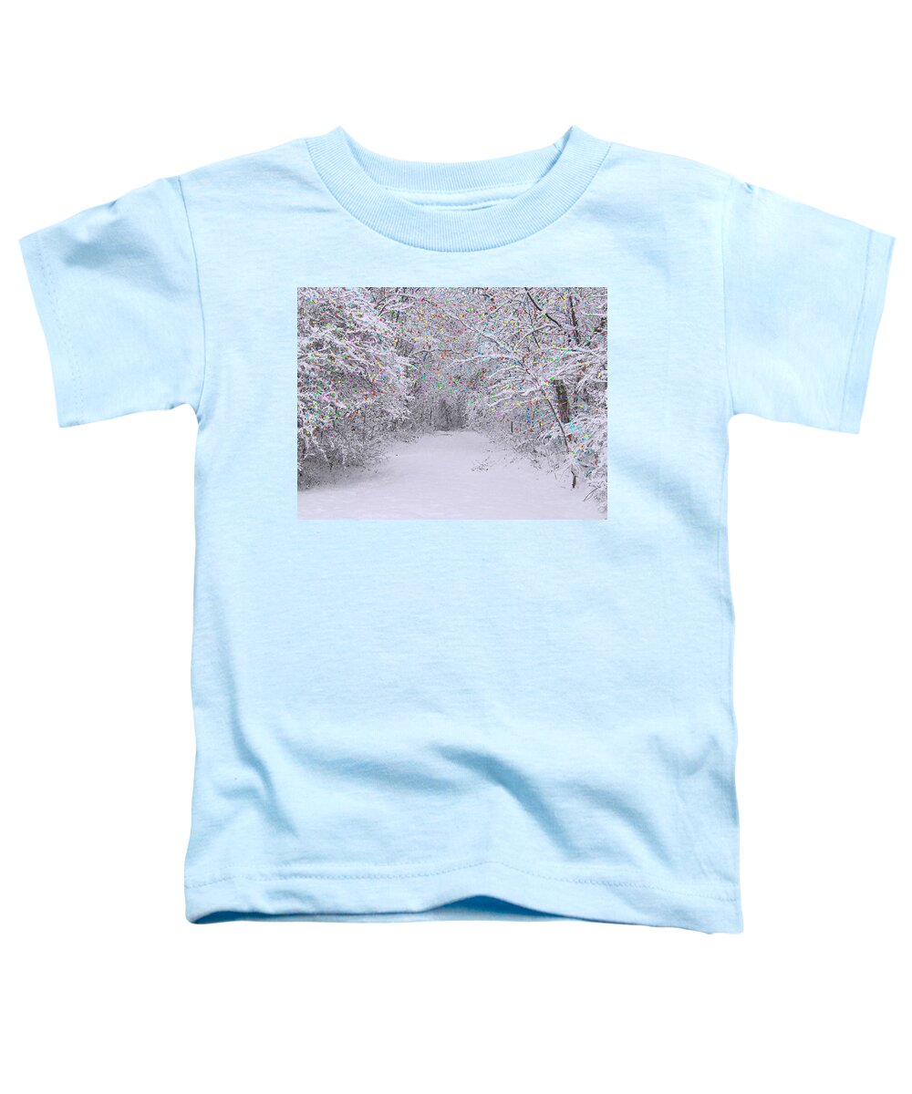 Trees Toddler T-Shirt featuring the painting Winter Scene with Lights by Bruce Nutting