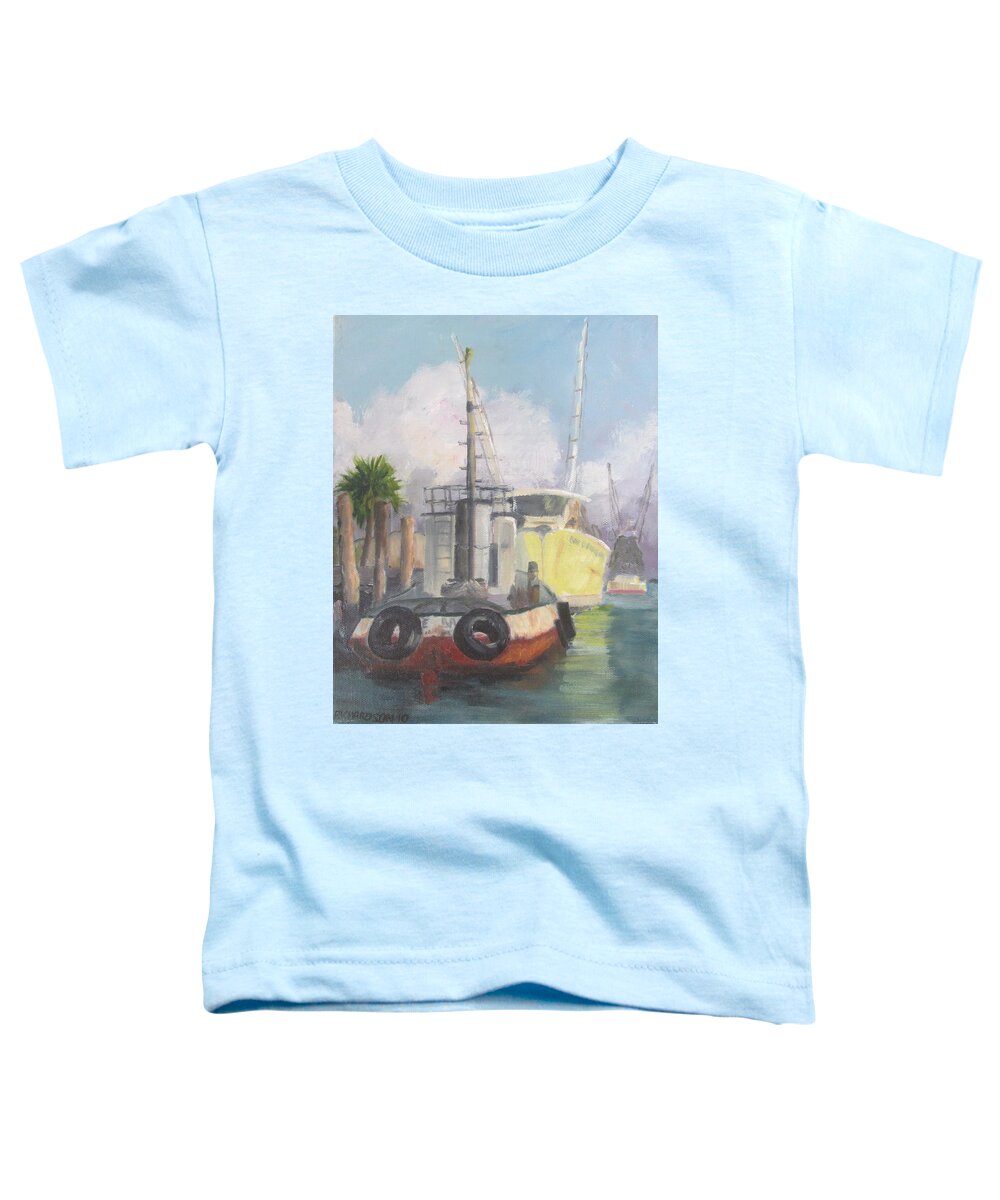 Tug Boat Toddler T-Shirt featuring the painting Working Waterfront by Susan Richardson