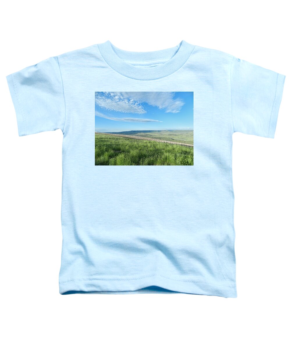 Wyoming Toddler T-Shirt featuring the photograph Wyoming Snow Fence by Cathy Anderson
