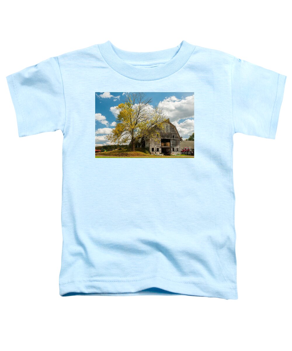 Barn Toddler T-Shirt featuring the photograph Yankee Farmlands No 9 - New England Barn in Autumn by JG Coleman