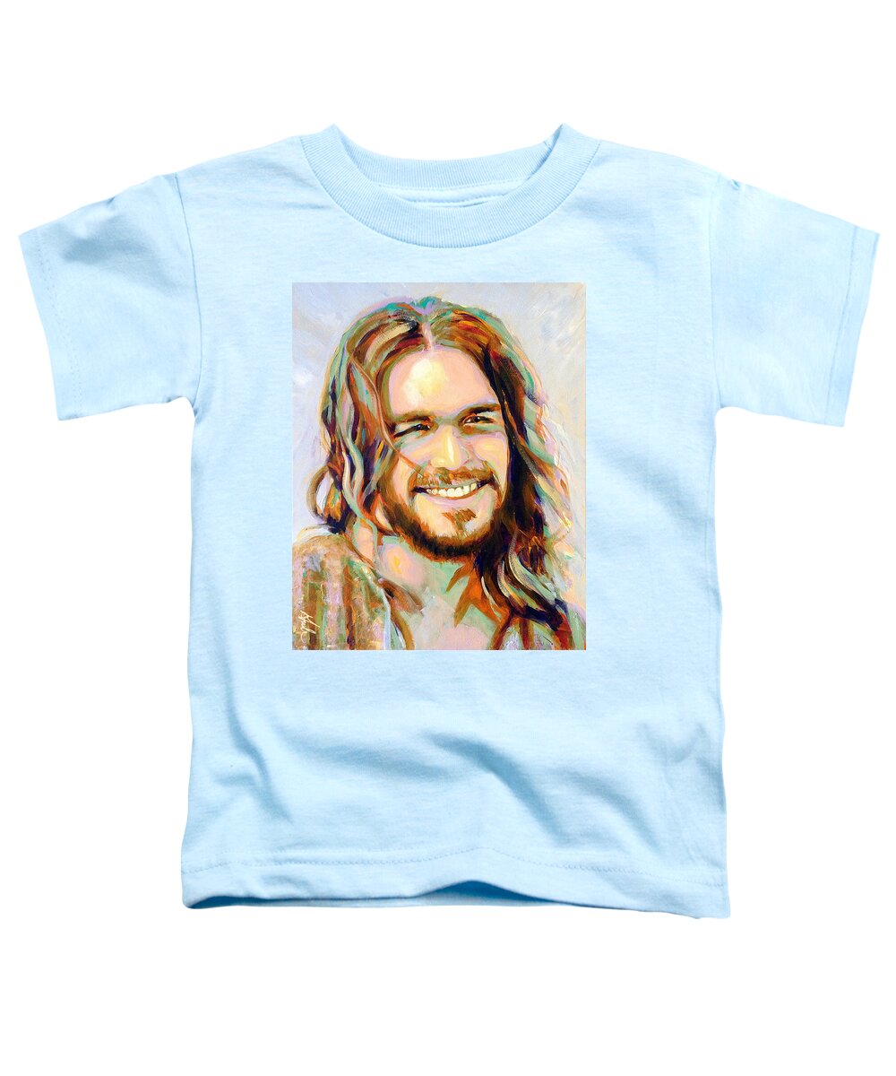 Smiling Jesus Toddler T-Shirt featuring the painting Yeshua by Steve Gamba