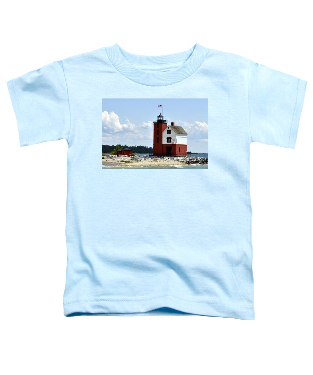Round Island Light House Toddler T-Shirt featuring the photograph Round Island Lighthouse Michigan by Marysue Ryan