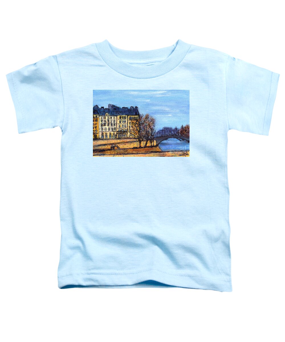 France Toddler T-Shirt featuring the painting A Glimpse of Paris No 3 by Jackie Sherwood