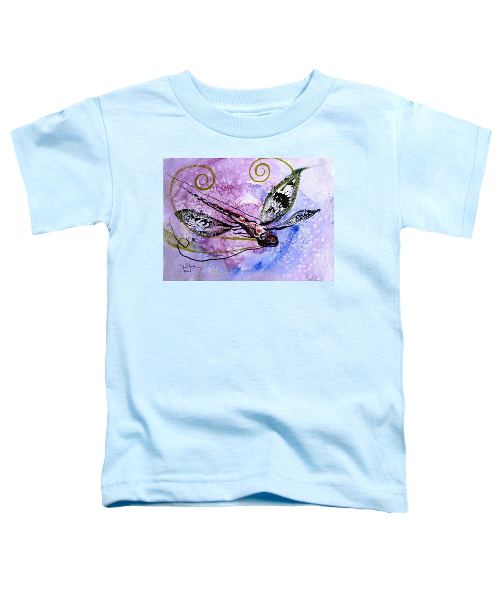Dragonfly Toddler T-Shirt featuring the painting Abstract Dragonfly 6 by J Vincent Scarpace