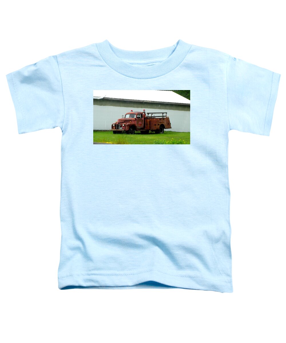 Firetruck Toddler T-Shirt featuring the photograph I used to put it out by Kim Galluzzo