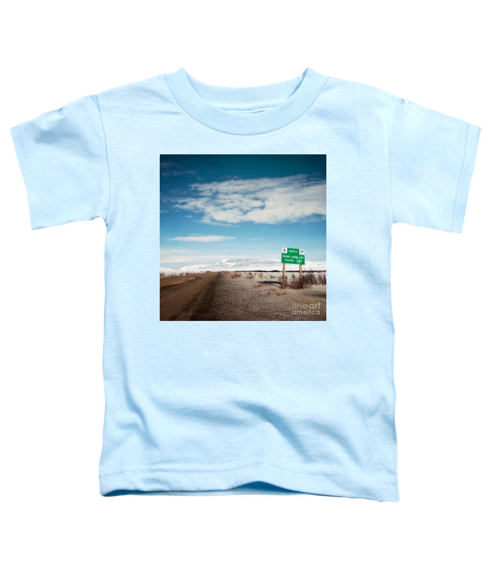 Territories Toddler T-Shirt featuring the photograph Milepost at the Dempster Highway by Priska Wettstein