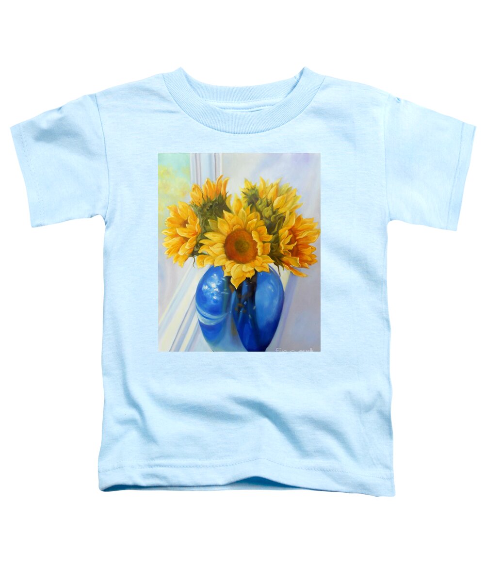 Sunflowers Toddler T-Shirt featuring the painting My Sunflowers by Marlene Book