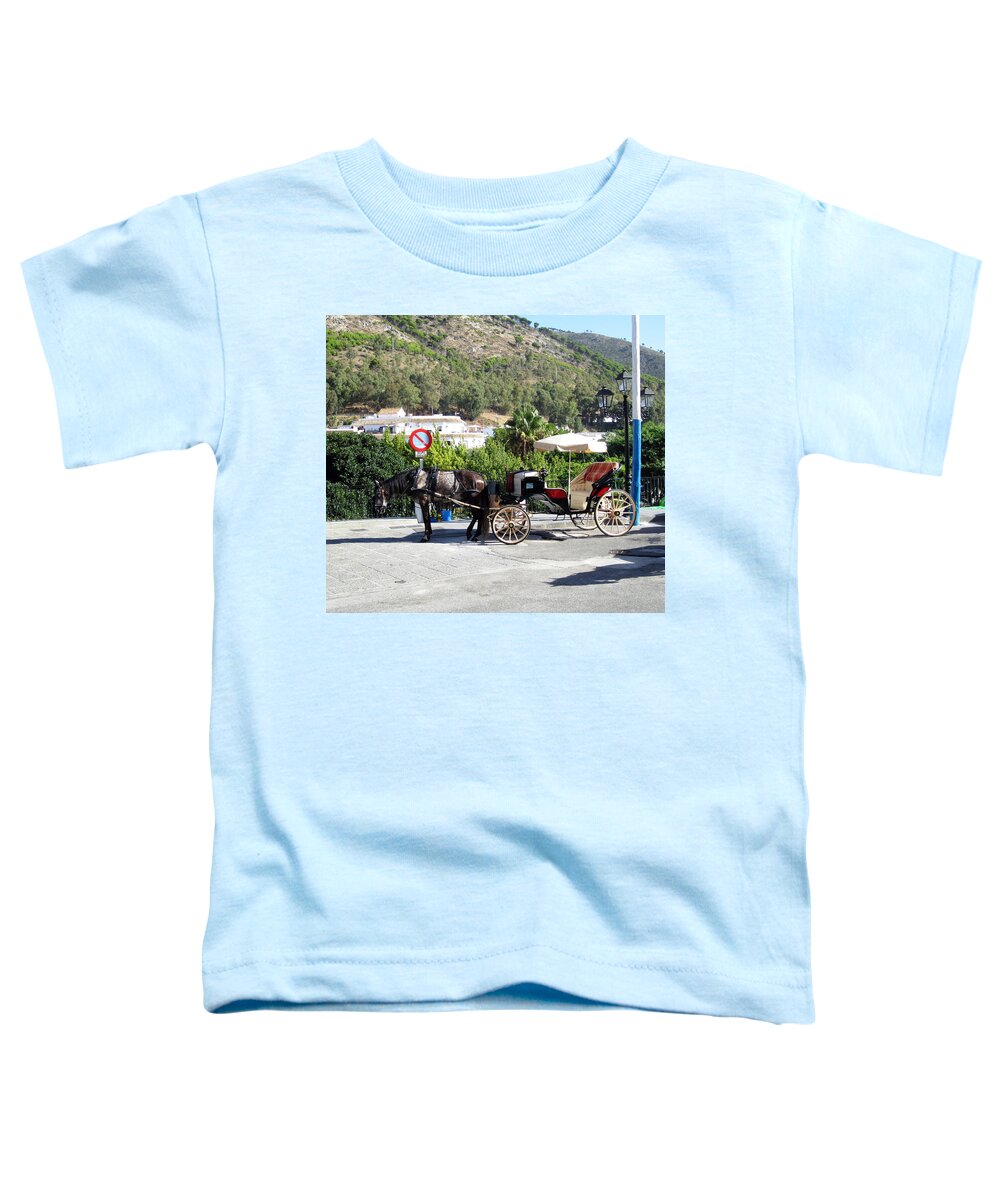 Horse Toddler T-Shirt featuring the photograph No Parking Except Horse Carriage Mijas Spain by John Shiron