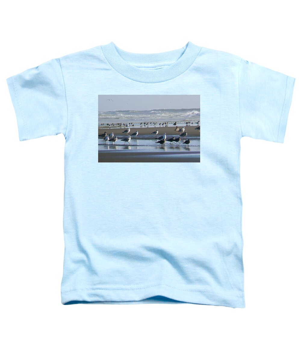 Nature Toddler T-Shirt featuring the photograph Sea Gulls and Breakers by Pamela Patch