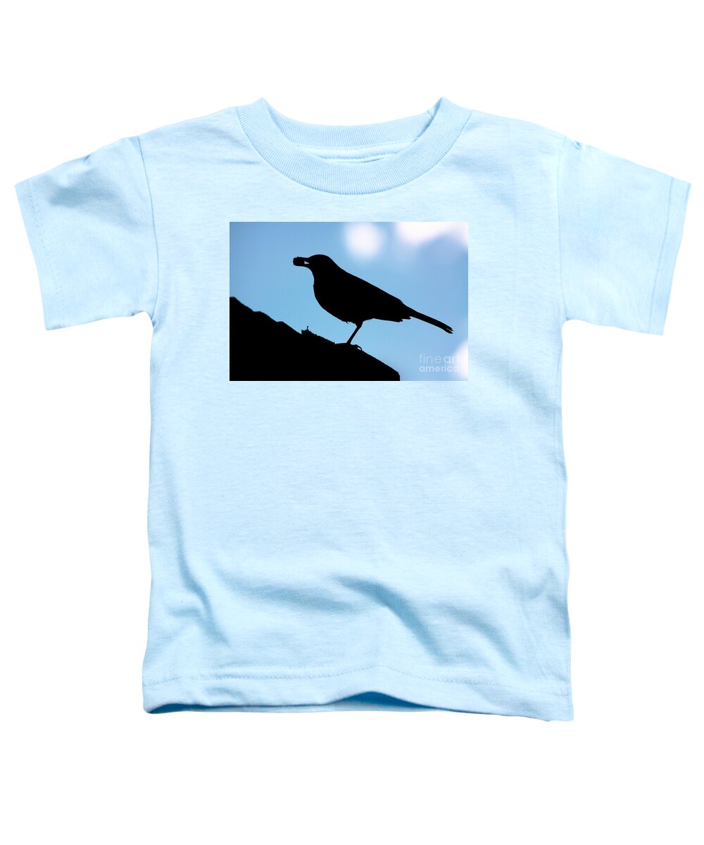 Against Toddler T-Shirt featuring the photograph Silhouette of blackbird by Simon Bratt