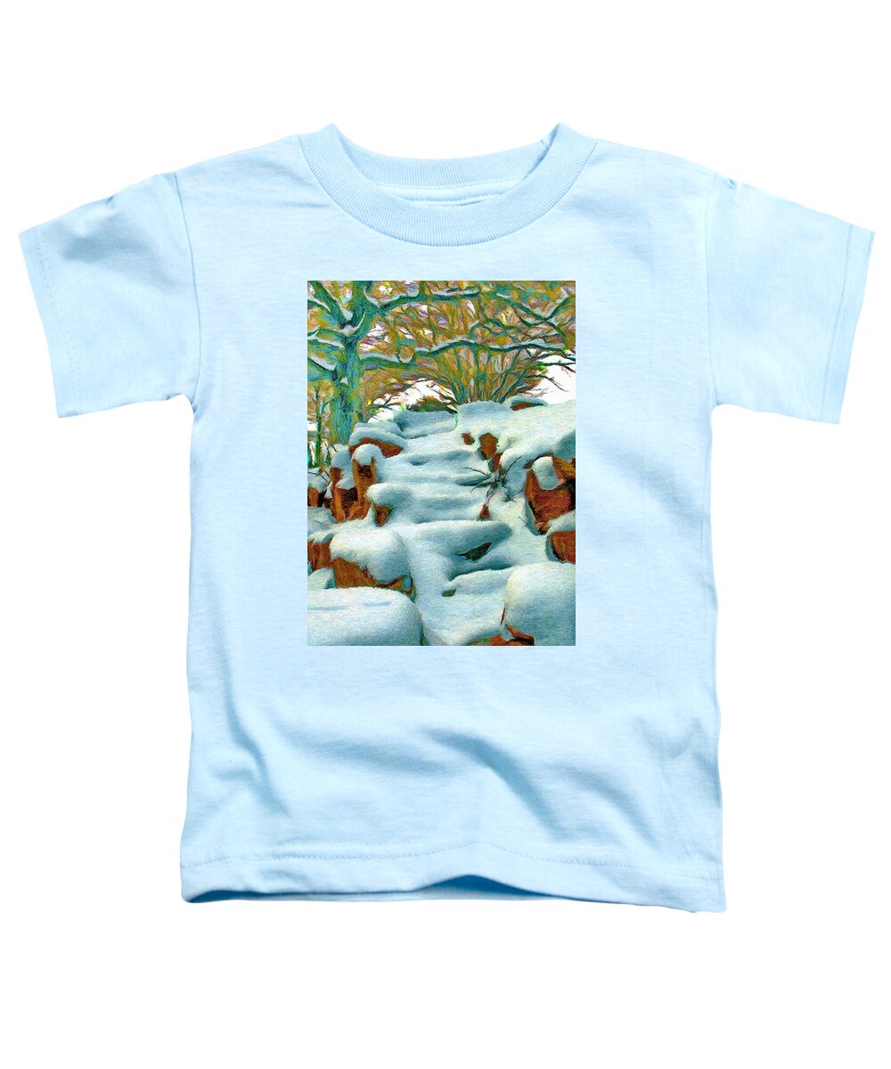 Stone Toddler T-Shirt featuring the painting Stone Steps in Winter by Jeffrey Kolker