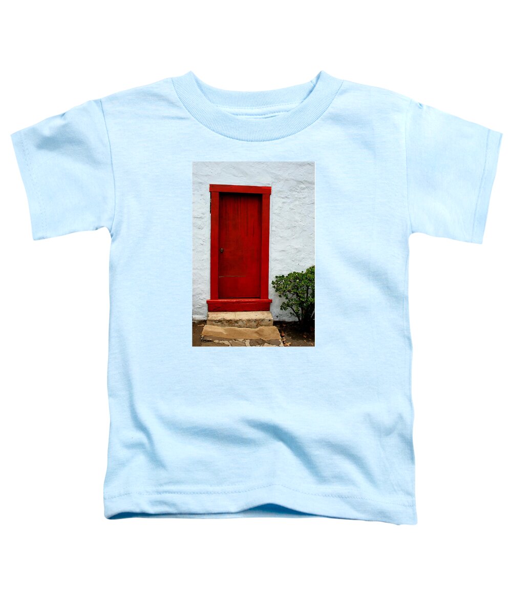 Church Toddler T-Shirt featuring the photograph The Red Door by Karon Melillo DeVega