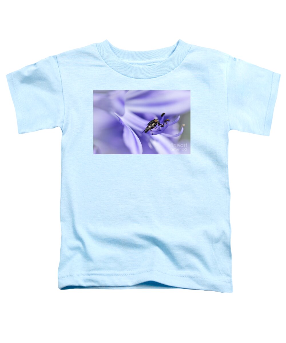 Photography Toddler T-Shirt featuring the photograph Unusual Fly on Agapantha Stamen by Kaye Menner