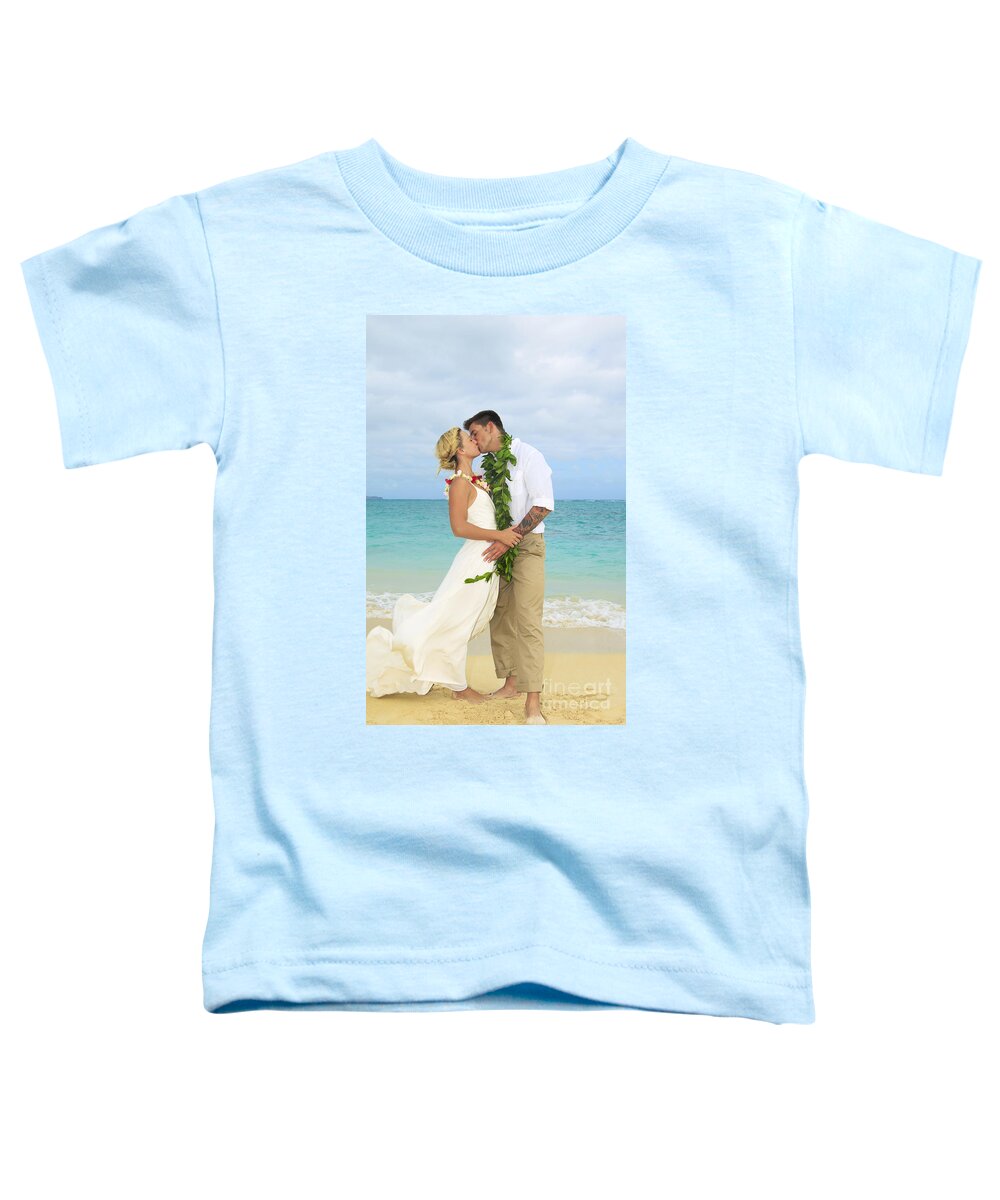 Adult Toddler T-Shirt featuring the photograph Beach Newlyweds #1 by Tomas del Amo - Printscapes