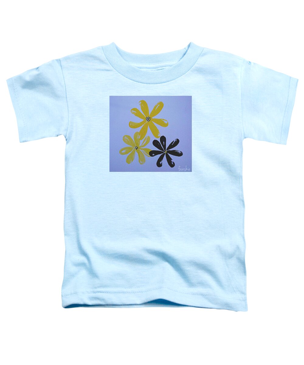 Yellow Toddler T-Shirt featuring the painting Daisies #1 by Faashie Sha