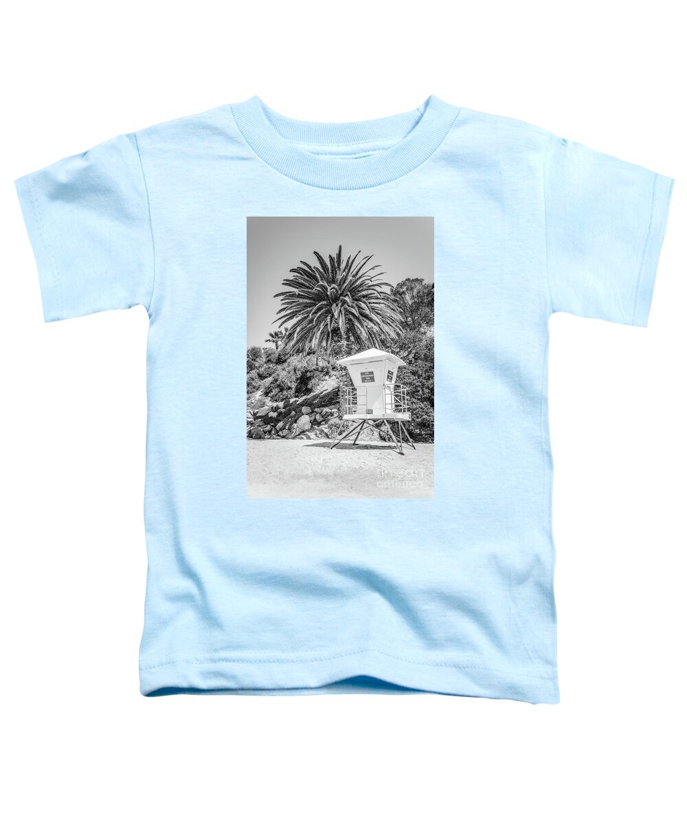 America Toddler T-Shirt featuring the photograph Laguna Beach Lifeguard Tower Black and White Picture #1 by Paul Velgos