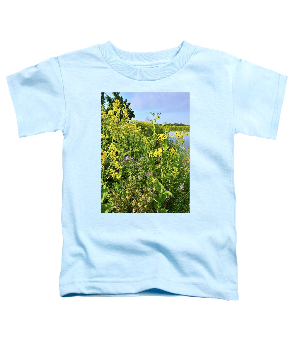 Sunflowers Toddler T-Shirt featuring the photograph Lakeside Wildflowers #1 by Ray Mathis